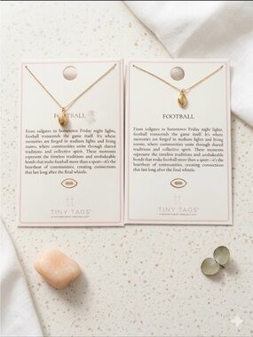 Tiny Tags Gold Football Pendant Necklace Set NWT